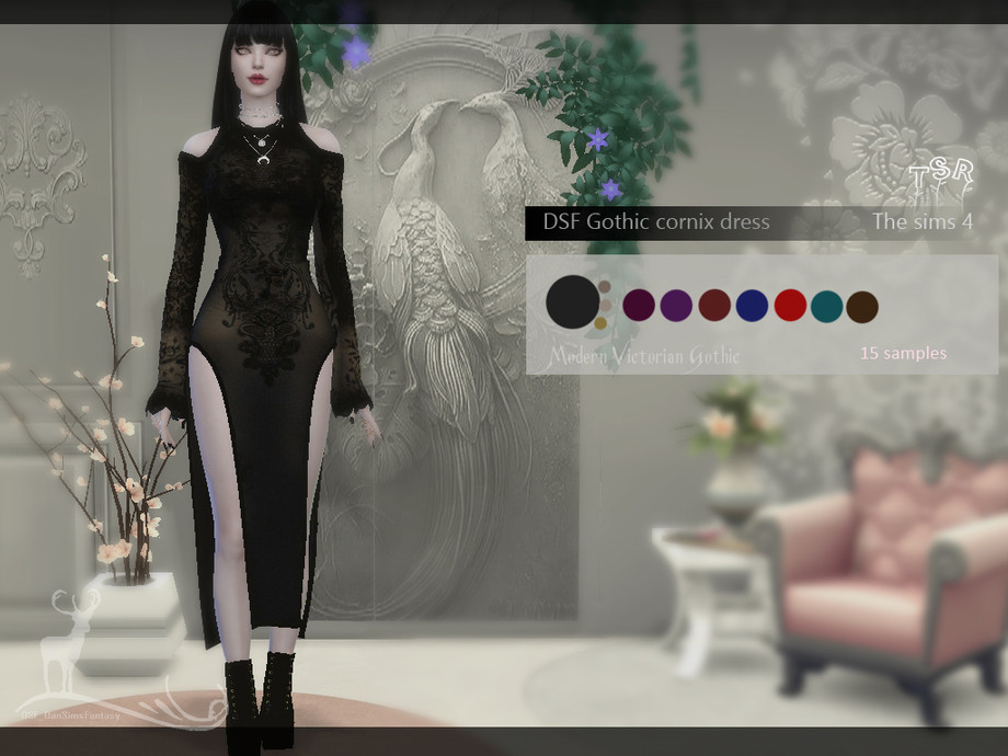 Modern Victorian Gothic Gothic Cornix Dress By Dansimsfantasy At Tsr Sims 4 Updates