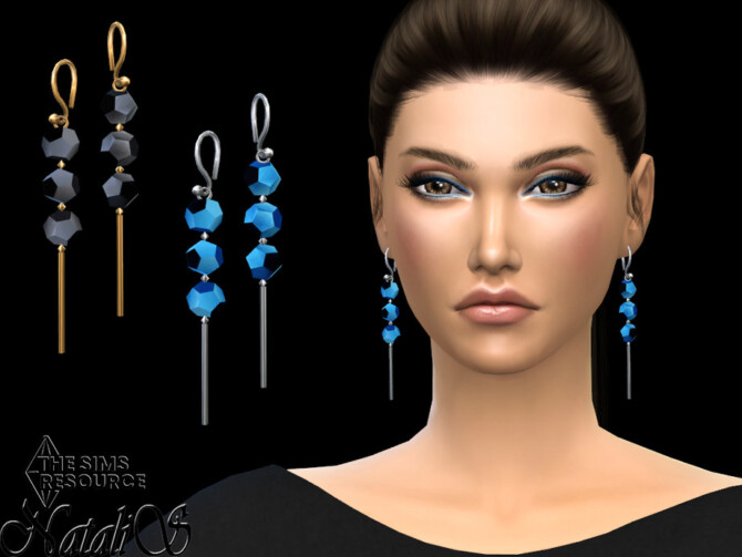 Sims 4 Faceted beads stick drop earrings by NataliS at TSR