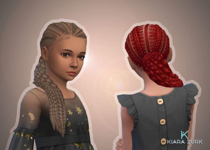Sims 4 Kira Braids for Girls at My Stuff Origin