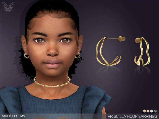 Sims 4 Priscilla Hoop Earrings For Kids by feyona at TSR