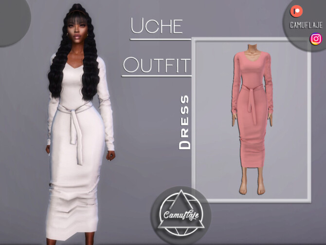 Sims 4 Uche Outfit   Dress by Camuflaje at TSR