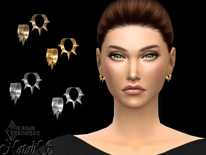 Sims 4 Spiked mini hoop earrings by NataliS at TSR