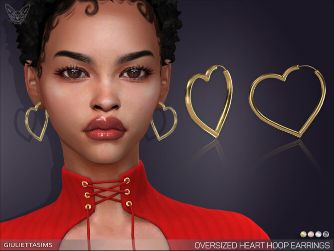 Sims 4 Oversized Heart Hoop Earrings by feyona at TSR