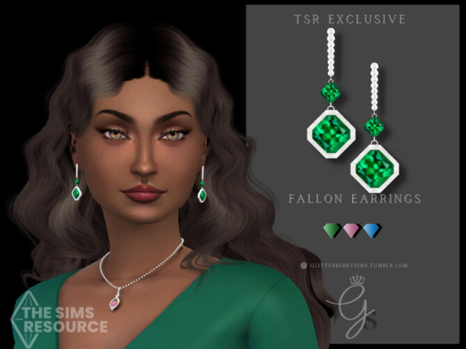 Sims 4 Emerald Earrings by Glitterberryfly at TSR