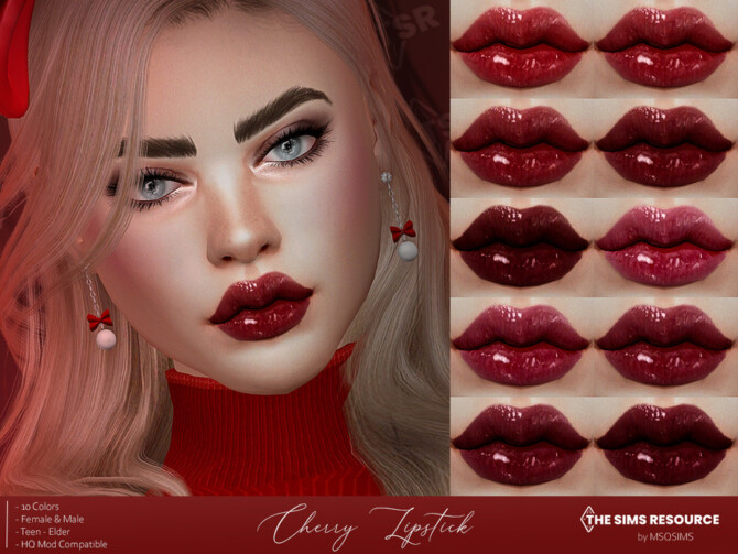 Sims 4 Cherry Lipstick by MSQSIMS at TSR