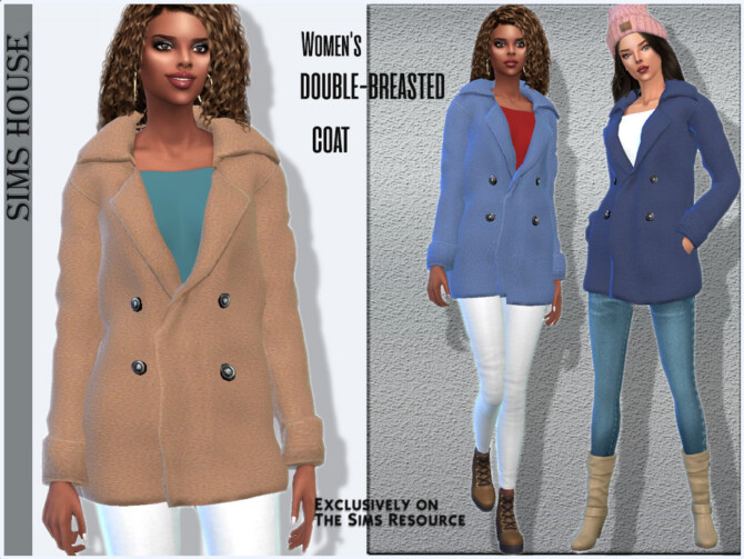 Sims 4 Womens double breasted coat by Sims House at TSR
