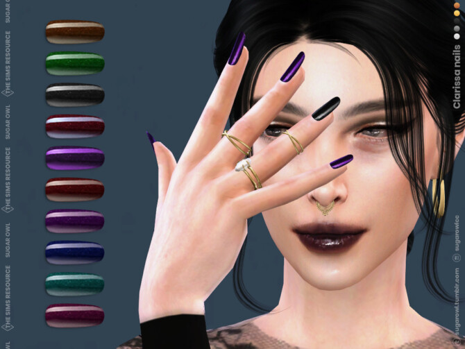Sims 4 Clarissa nails by sugar owl at TSR