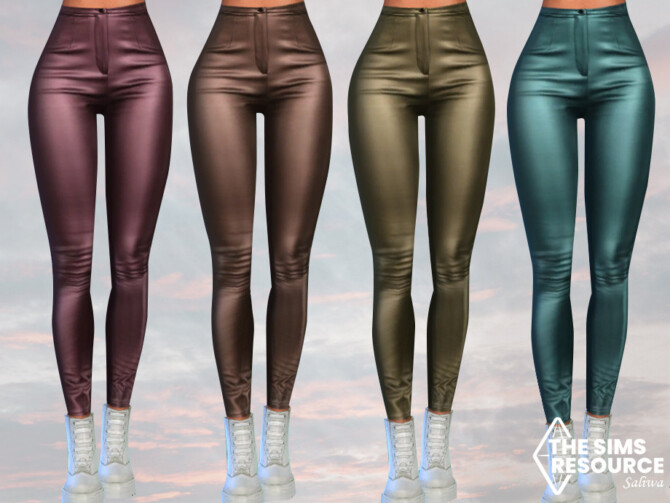 Sims 4 Female High Waisted Leather Pants by Saliwa at TSR