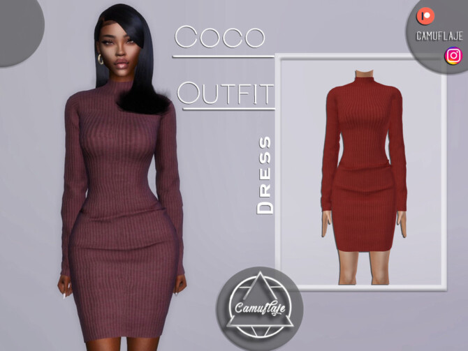 Sims 4 Coco Outfit Dress by Camuflaje at TSR