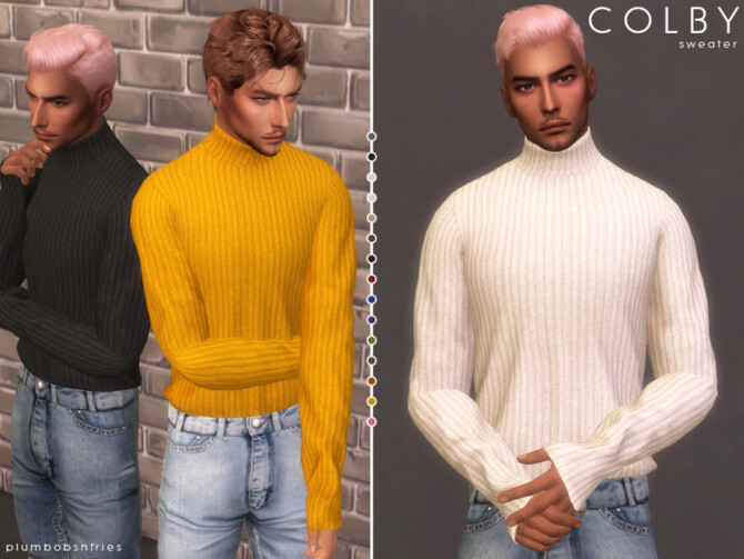 Sims 4 COLBY sweater by Plumbobs n Fries at TSR