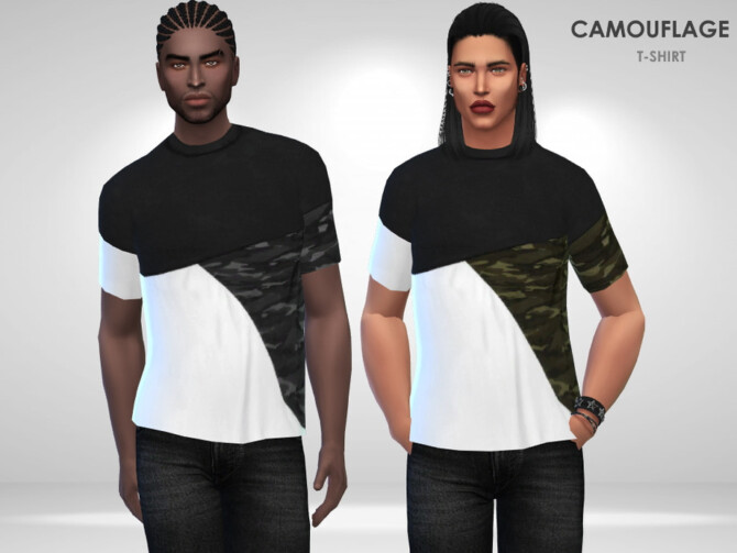Sims 4 Camouflage T shirt by Puresim at TSR