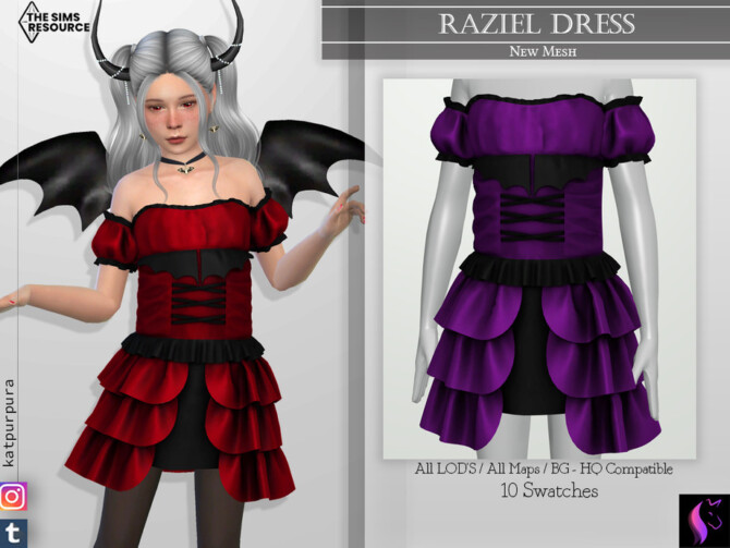 Sims 4 Raziel Dress by KaTPurpura at TSR