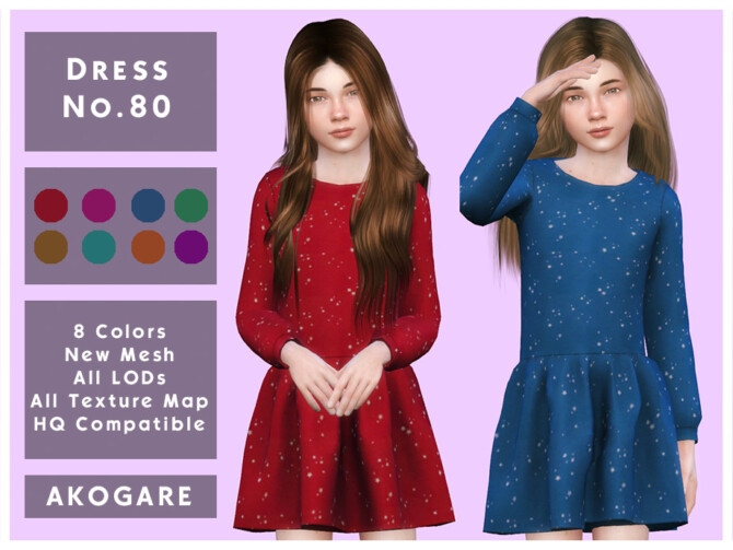 Sims 4 Dress No.80 by Akogare at TSR