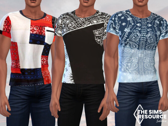 Sims 4 Men Ethnic PatchWork T Shirts by Saliwa at TSR