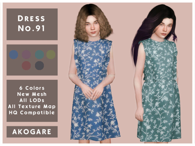 Sims 4 Dress No.91 by Akogare at TSR