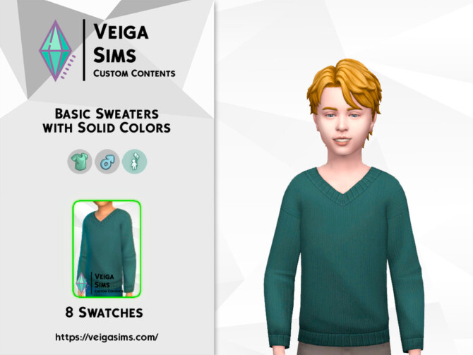 Sims 4 Basic Sweater with Solid Colors for Child by David Mtv at TSR