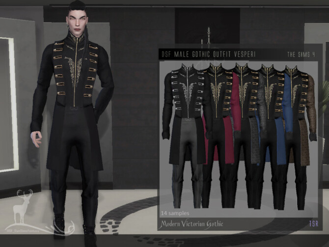 Sims 4 Modern Victorian Gothic  Male gothic outfit Vesperi by DanSimsFantasy at TSR