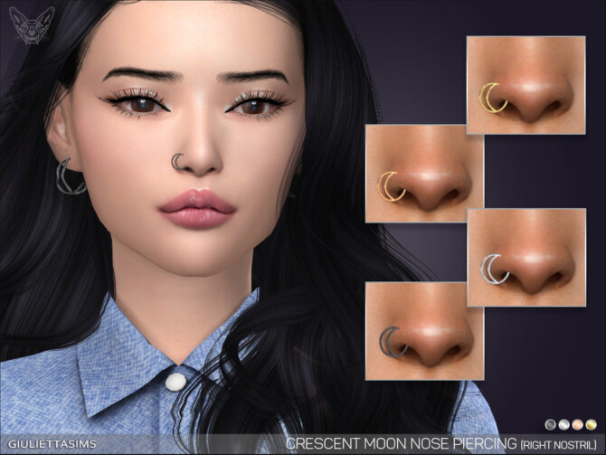 Sims 4 Crescent Moon Nose Piercing Set by feyona at TSR