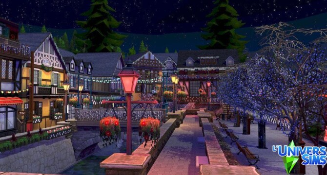 Sims 4 Alsace Christmas village V2 by meliaone at L’UniverSims