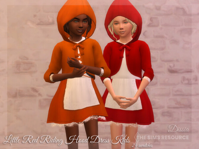 Sims 4 Little Red Riding Hood Dress Child by Dissia at TSR