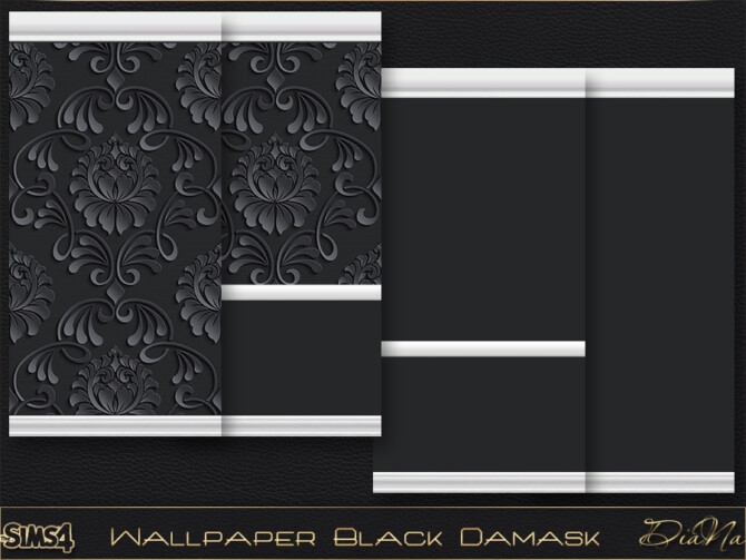 Sims 4 WALLPAPER BLACK DAMASK at DiaNa Sims 4