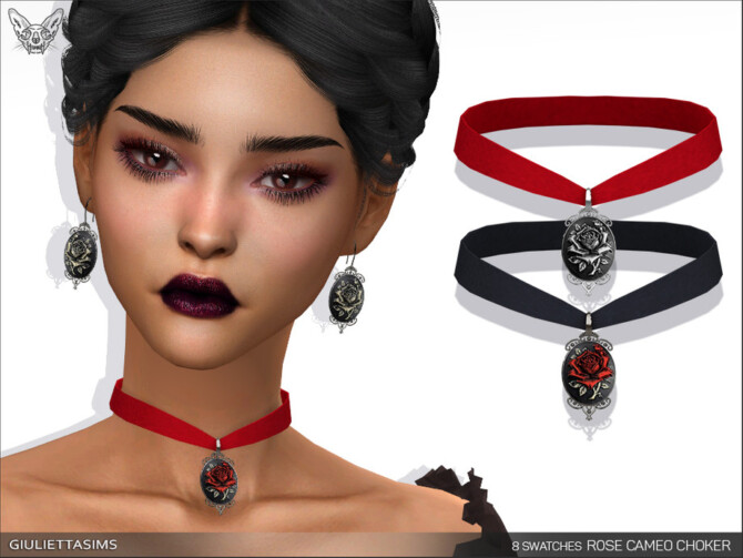 Sims 4 Victorian Gothic Rose Cameo Choker by feyona at TSR