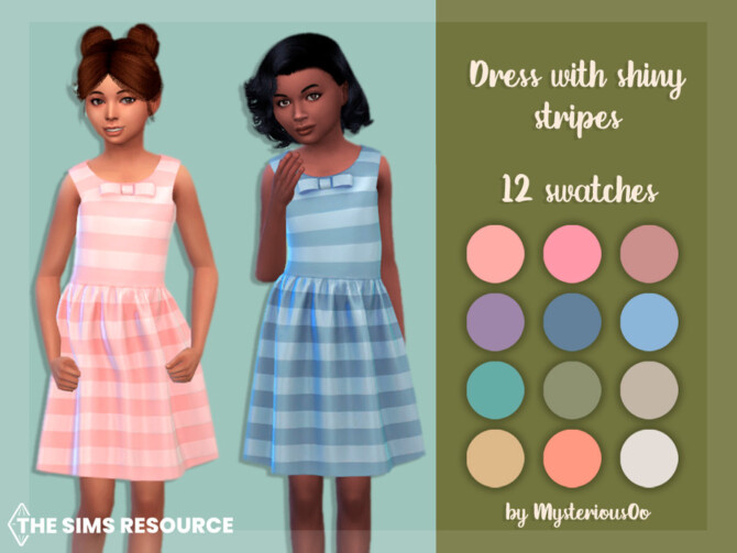 Sims 4 Dress with shiny stripes by MysteriousOo at TSR