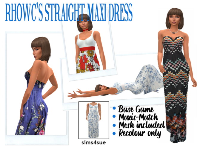 Sims 4 RHOWC’S STRAIGHT MAXI DRESS at Sims4Sue