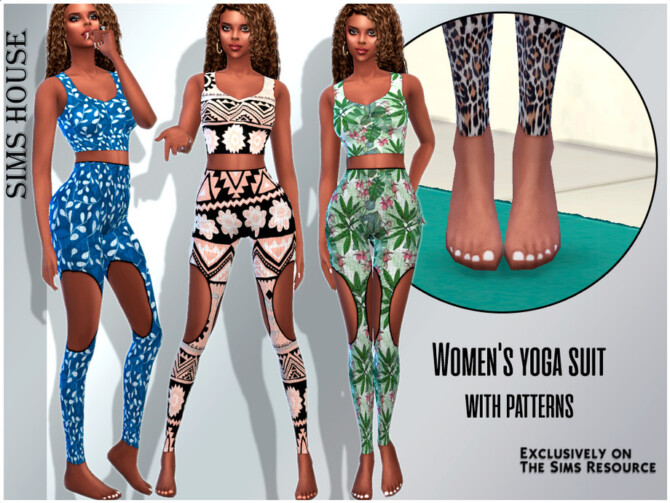 Sims 4 Womens yoga suit with patterns by Sims House at TSR