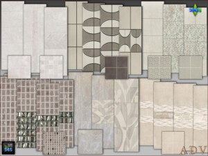 6 multi-part tile sets (wall and floor) for the bathroom at Arte Della Vita