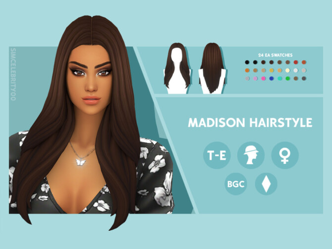 Sims 4 Madison Hairstyle by simcelebrity00 at TSR
