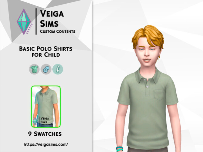Sims 4 Basic Polo Shirts for Child by David Mtv at TSR