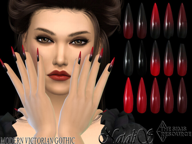 Sims 4 Modern Victorian Gothic stiletto nails by NataliS at TSR