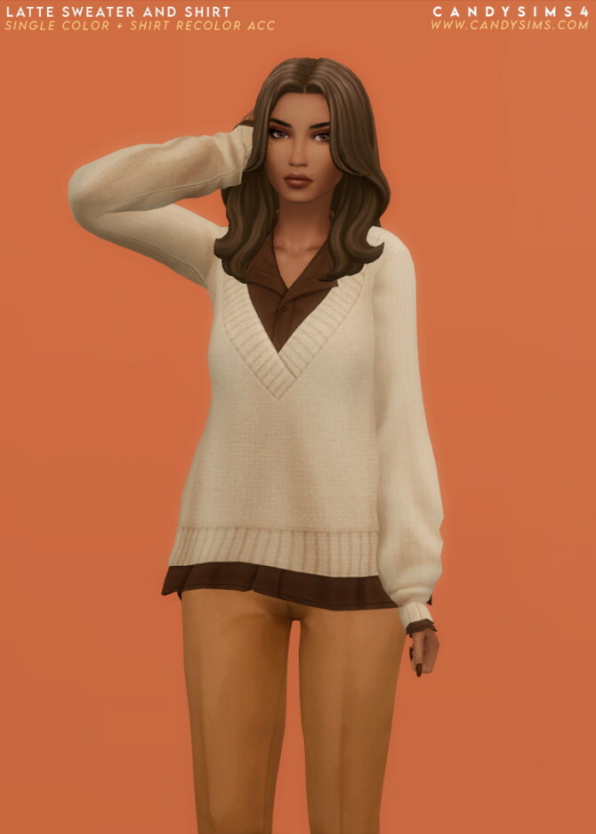 Sims 4 LATTE SWEATER AND SHIRT at Candy Sims 4