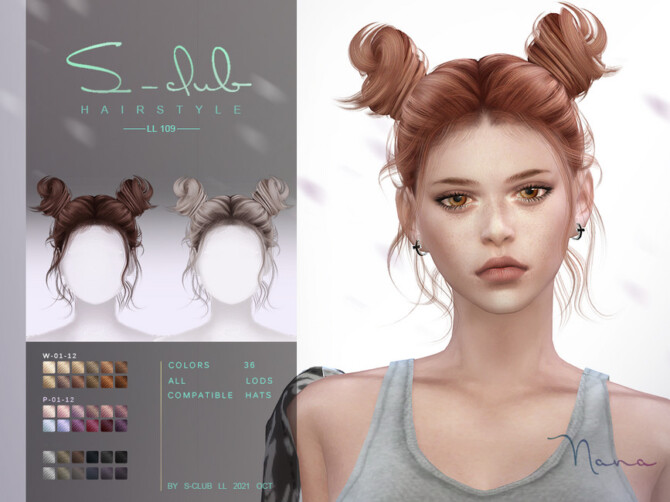 Sims 4 Short hair with buns(Nana) by S Club at TSR