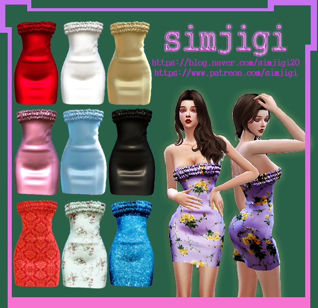 Sims 4 Shoulder line mini dress at Simjigi