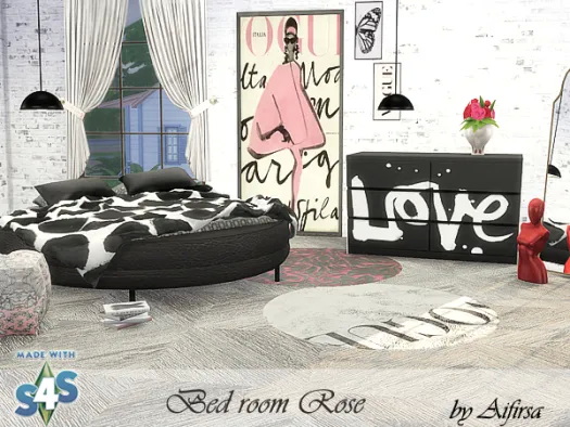 Sims 4 Rose bedroom at Aifirsa