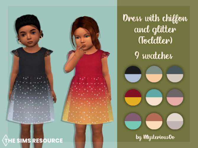 Sims 4 Dress with chiffon and glitter Toddler by MysteriousOo at TSR