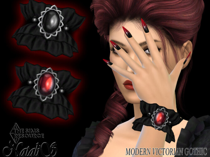 Sims 4 Modern Victorian Gothic frill bracelet by NataliS at TSR