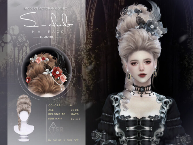 Sims 4 Modern Victorian Hair flower accessories(Orlando) by S Club at TSR