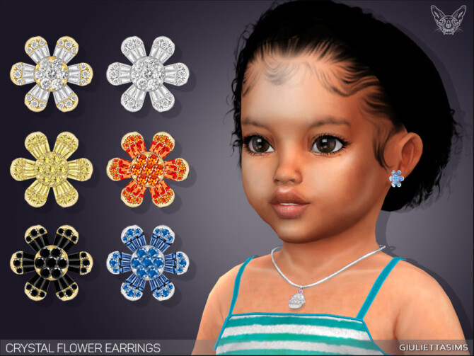 Sims 4 Crystal Flower Earrings For Toddlers by feyona at TSR