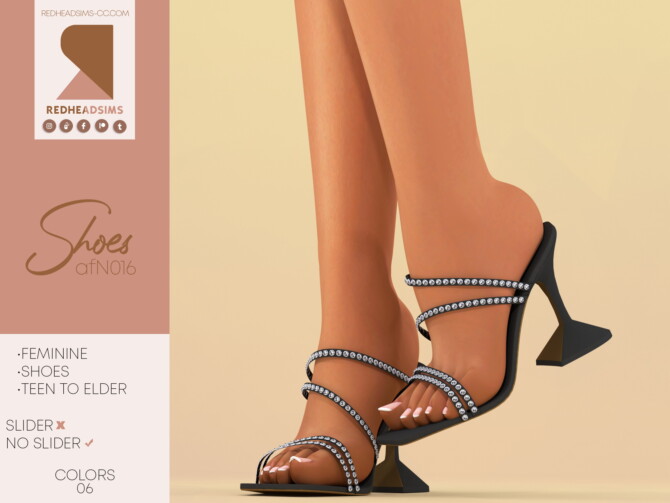 Sims 4 Rhinestone strap sandals N016 | NO SLIDER at REDHEADSIMS