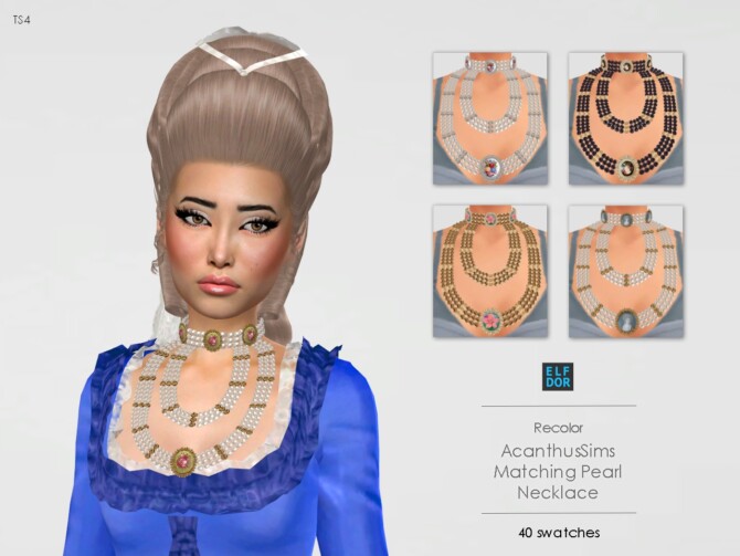 Sims 4 AcanthusSims Matching Pearl Necklace RC at Elfdor Sims
