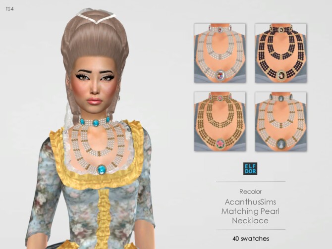 Sims 4 AcanthusSims Matching Pearl Necklace RC at Elfdor Sims