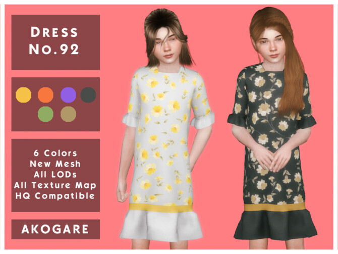 Sims 4 Dress No.92 by Akogare at TSR