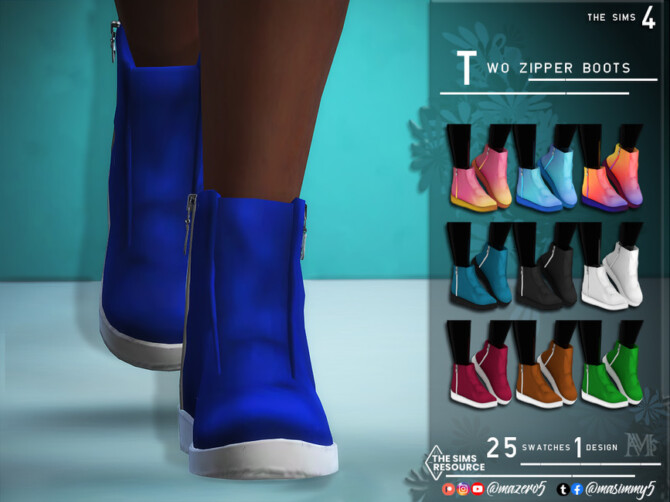 Sims 4 Two Zipper Boots by Mazero5 at TSR
