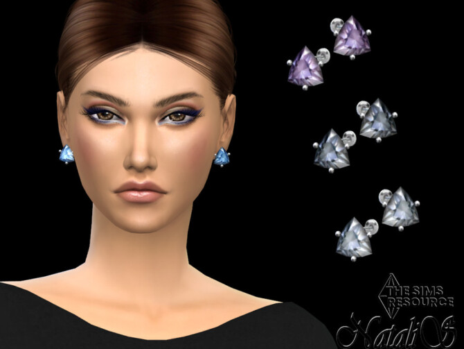 Sims 4 Trillion cut gem stud earrings by NataliS at TSR