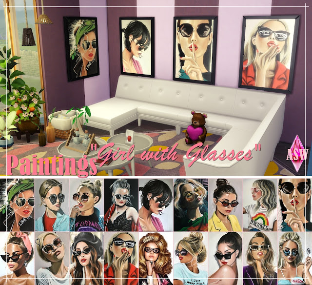Sims 4 Paintings Girl with Glasses at Annett’s Sims 4 Welt