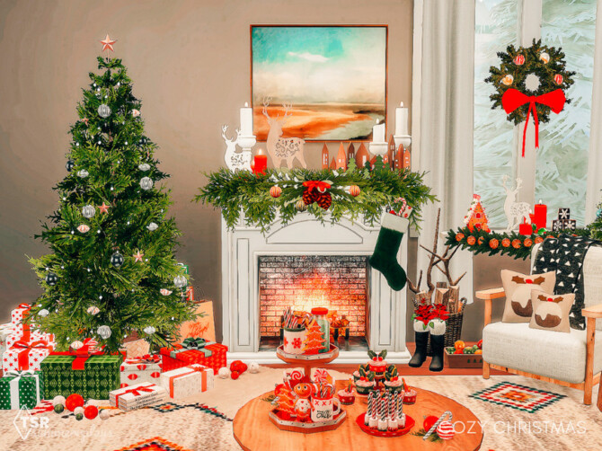 Sims 4 Cozy Christmas Living Room by Summerr Plays at TSR