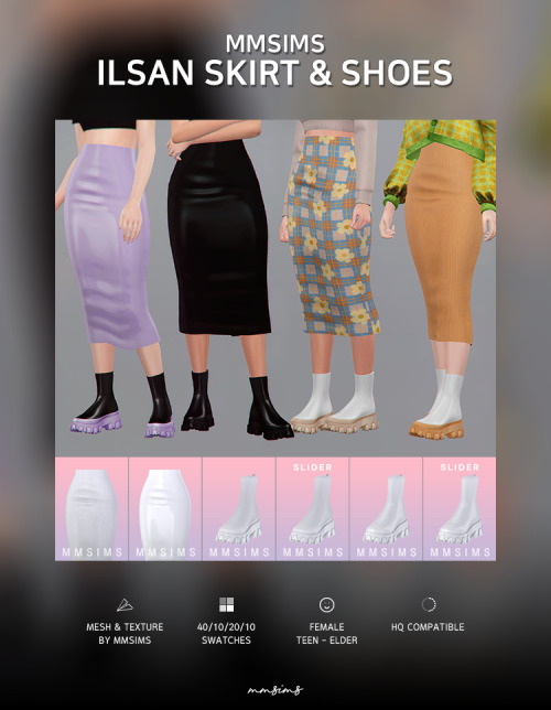 Sims 4 Ilsan Skirt & Shoes Set at MMSIMS